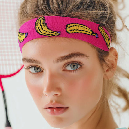 Banana Print Sweat-Absorbent Sports Headband - image 1