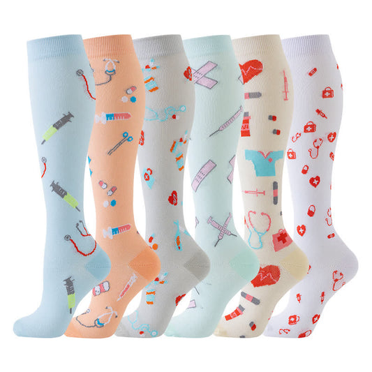 Medical Print Sweat-wicking Sports Compression Socks(6 Pairs) - image 0