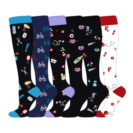 Medical Print Sweat-wicking Compression Socks(6 Pairs) - image 0