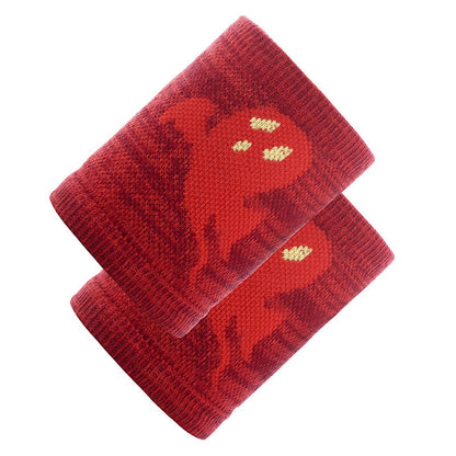 Cute Ghost Pattern Sports Wrist Sleeves(2 Pairs) - Red - image 5