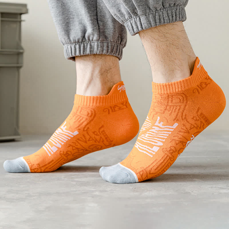 Artistic Pattern Cotton Breathable Socks(5 Pairs) - Orange - EU39-44(US6-10) - image 6