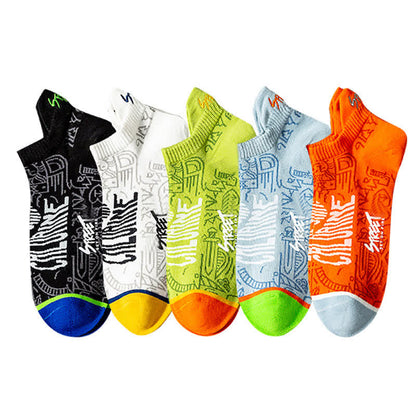 Artistic Pattern Cotton Breathable Socks(5 Pairs) - Multicolor - EU39-44(US6-10) - image 3