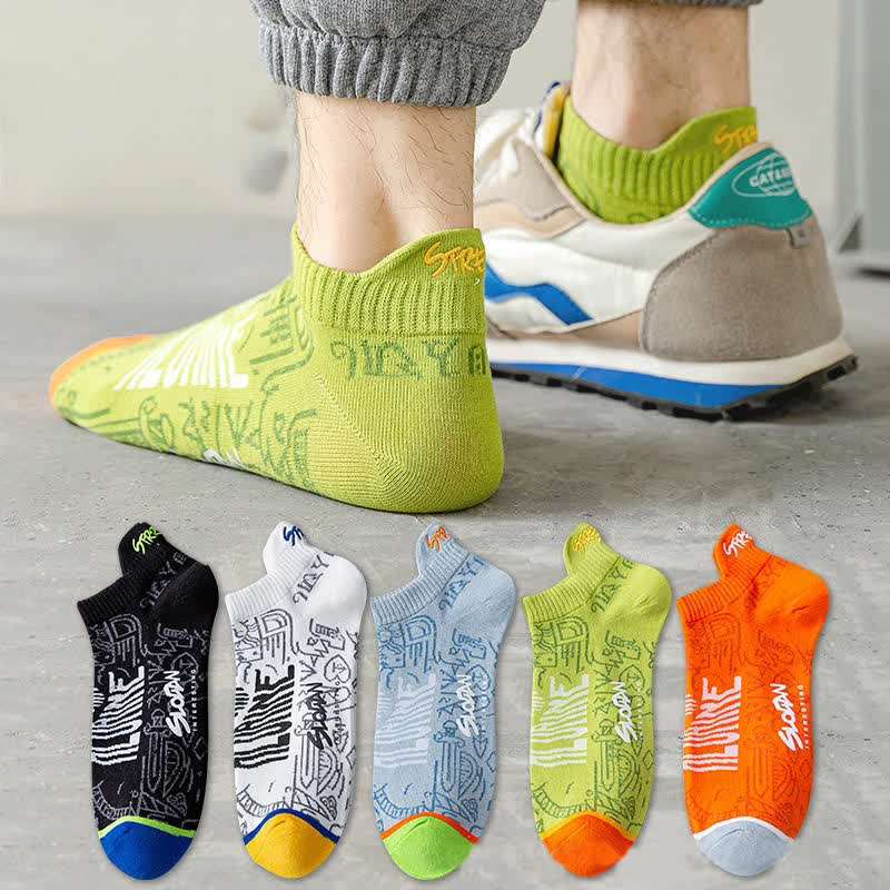 Artistic Pattern Cotton Breathable Socks(5 Pairs) - image 0