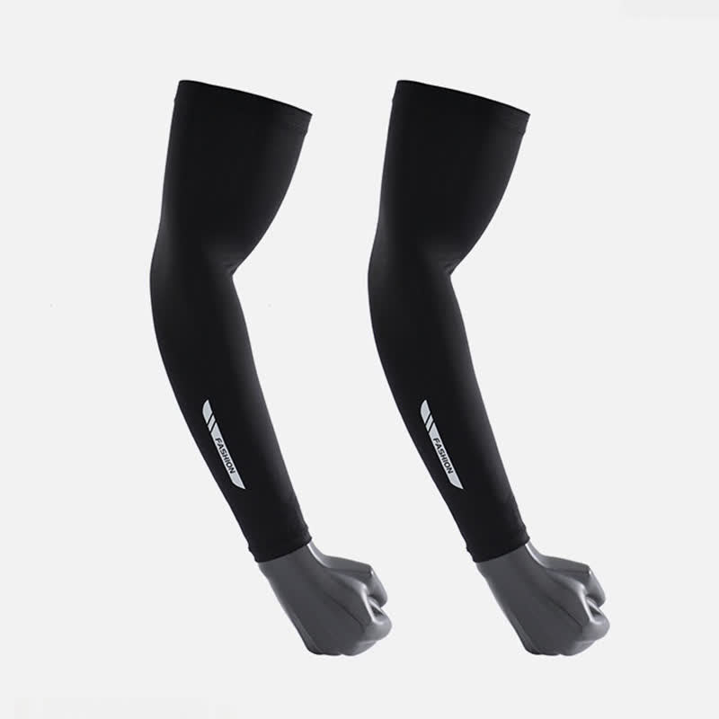 Outdoor Sun Protection Ice Arm Sleeves(3 Pairs) - Black - XL - image 3