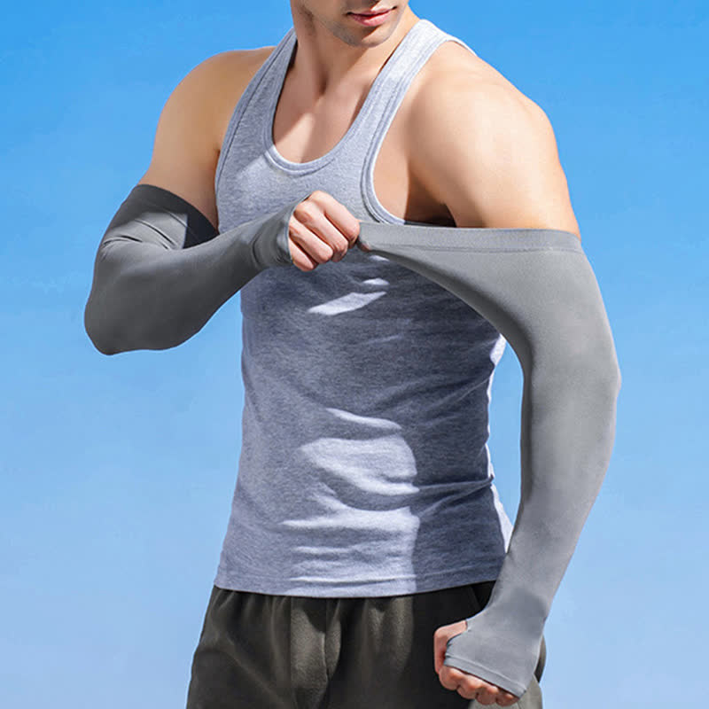 Outdoor Sun Protection Cool Arm Sleeves(4 Pairs) - Dark Grey - image 2