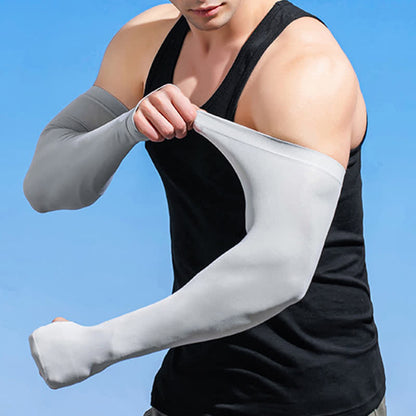 Outdoor Sun Protection Cool Arm Sleeves(4 Pairs) - Light Gray - image 0