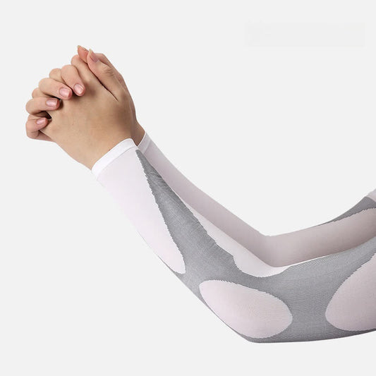 Striped Outdoor Sports Sun Protection Arm Sleeves(4 Pairs) - White - image 0