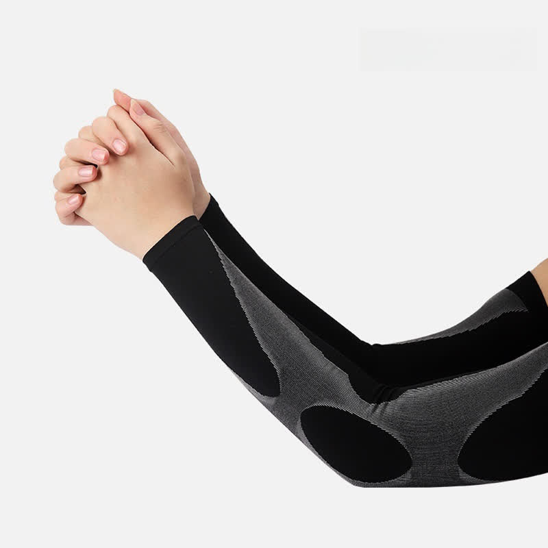 Striped Outdoor Sports Sun Protection Arm Sleeves(4 Pairs) - Black - image 2