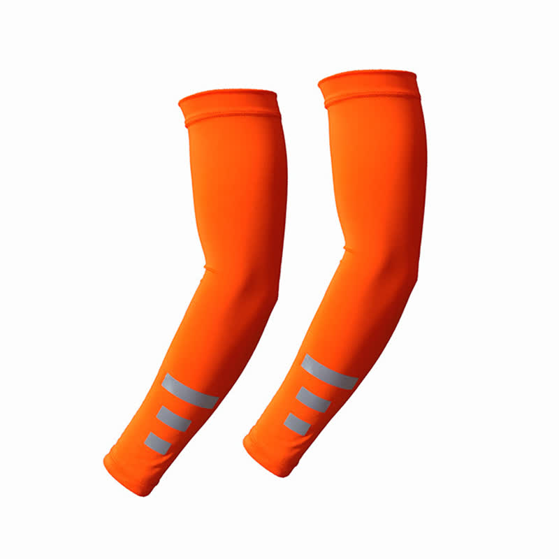Reflective Outdoor Sun Protection Quick-Dry Arm Sleeves(3 Pairs) - Orange - image 1