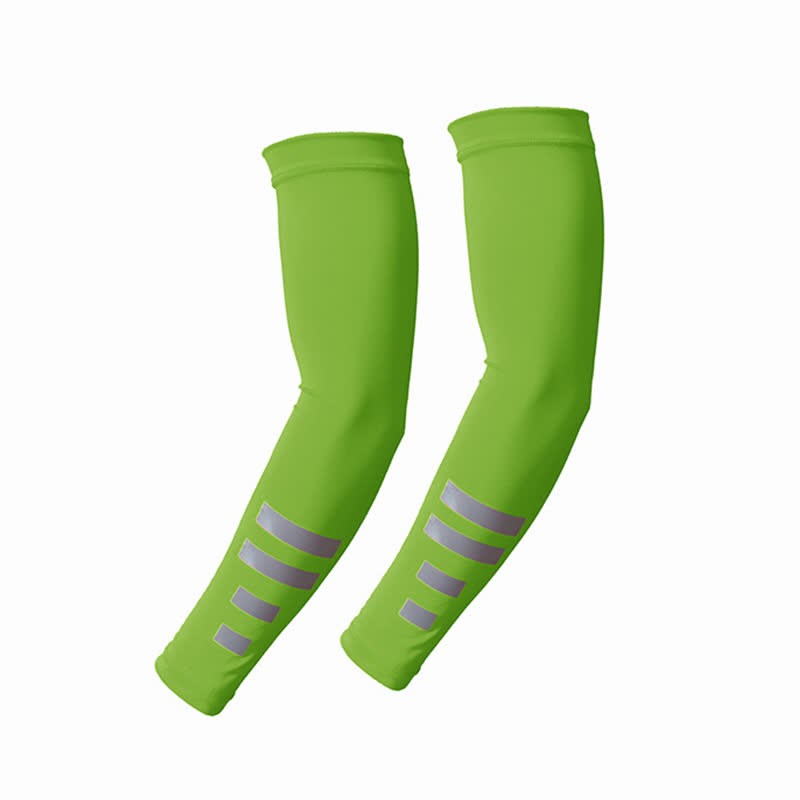 Reflective Outdoor Sun Protection Quick-Dry Arm Sleeves(3 Pairs) - Green - image 4