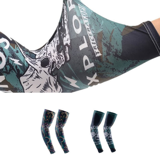Patterned Outdoor Sun Protection Breathable Arm Sleeves(4 Pairs) - Multicolor - image 0