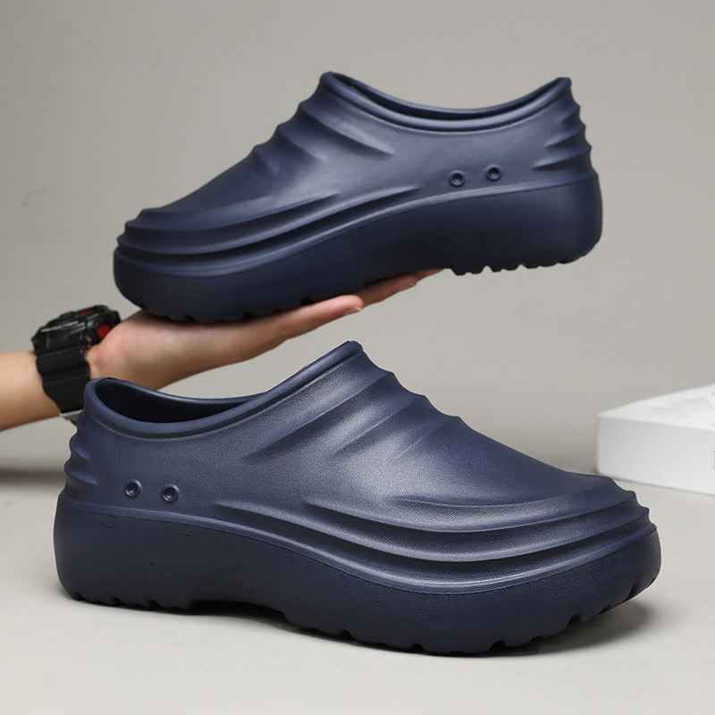 Solid Color Waterproof Non-slip Soft Sole Kitchen Shoes - Navy Blue - EU44/45(US10/11) - image 12