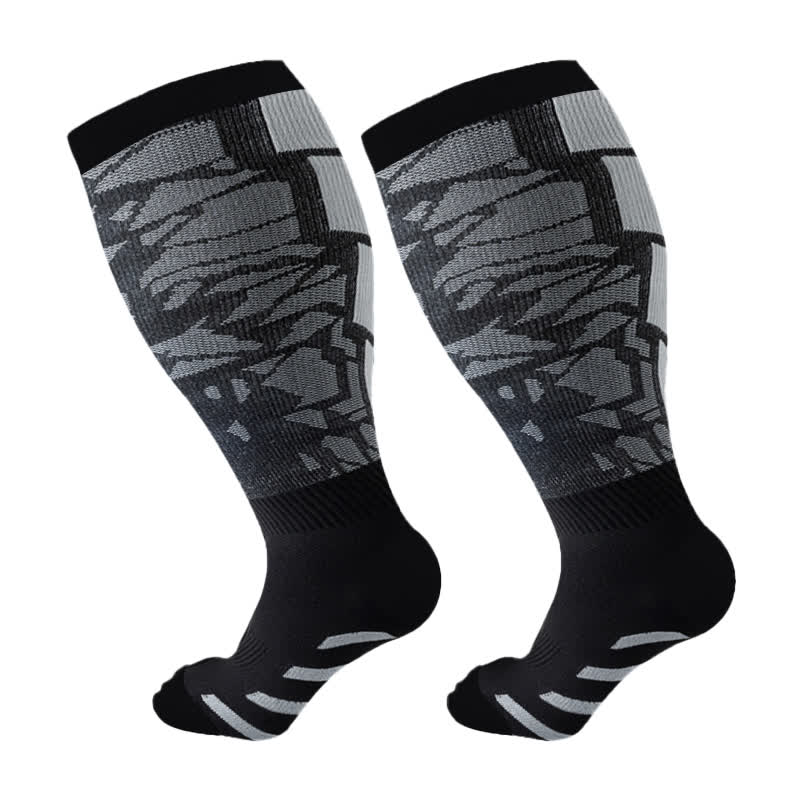 Plus Size Graphic Fitness Compression Socks(3 Pairs) - Grey - 4XL - image 7