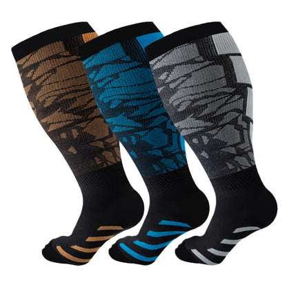 Plus Size Graphic Fitness Compression Socks(3 Pairs) - Multicolor - 4XL - image 4