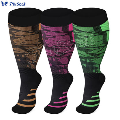 Plus Size Graphic Sports Compression Socks(3 Pairs) - image 0