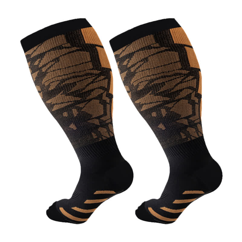 Plus Size Graphic Sports Compression Socks(3 Pairs) - Orange - 4XL - image 5