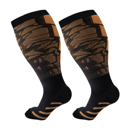 Plus Size Graphic Sports Compression Socks(3 Pairs) - Orange - 4XL - image 5