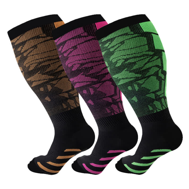 Plus Size Graphic Sports Compression Socks(3 Pairs) - Multicolor - 4XL - image 4
