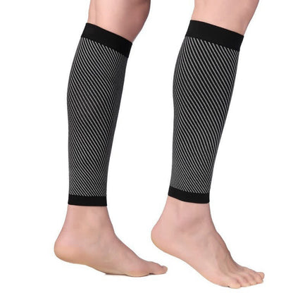 Striped Sports Compression Calf Sleeves(2 Pairs) - Black - XL - image 3