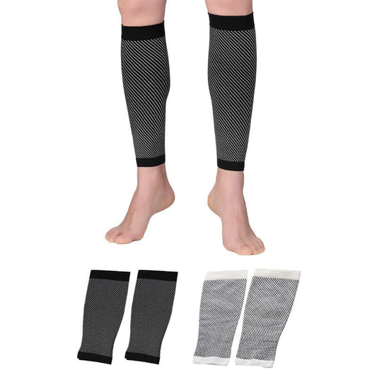 Striped Sports Compression Calf Sleeves(2 Pairs) - Multicolor - XL - image 0