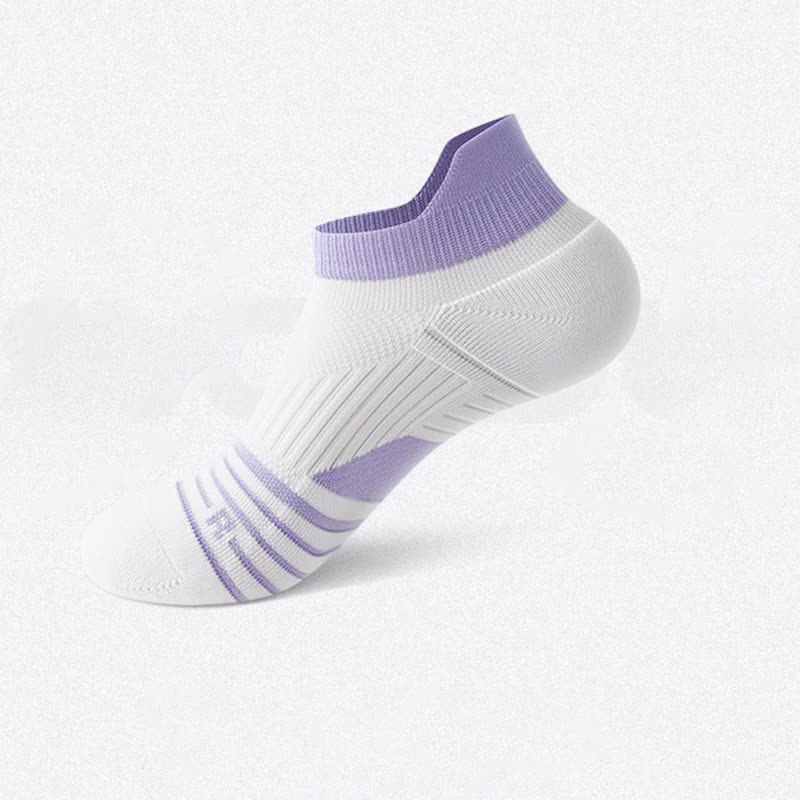 Striped Sweat-wicking Cotton Sports Ankle Compression Socks(6 Pairs) - White&Purple - EU36-41(US4-7.5) - image 11