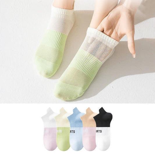 Letter Thin Breathable Sports Ankle Compression Socks(5 Pairs) - image 0