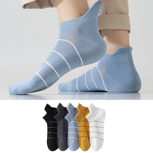 Striped Cotton Mesh Breathable  Ankle Compression Socks(5 Pairs) - image 0
