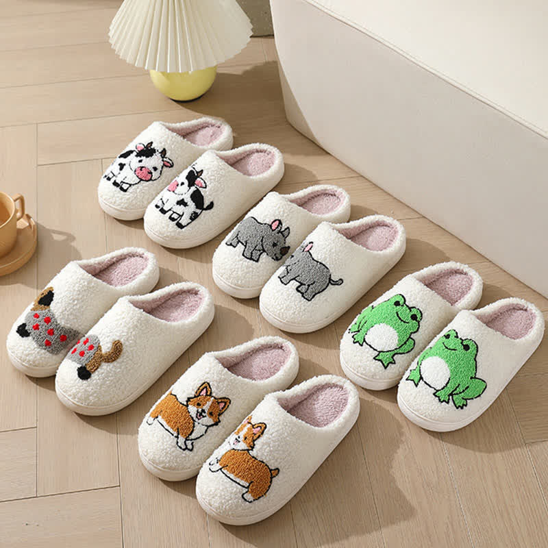 Plus Size Plush Animal Print Slippers - image 1
