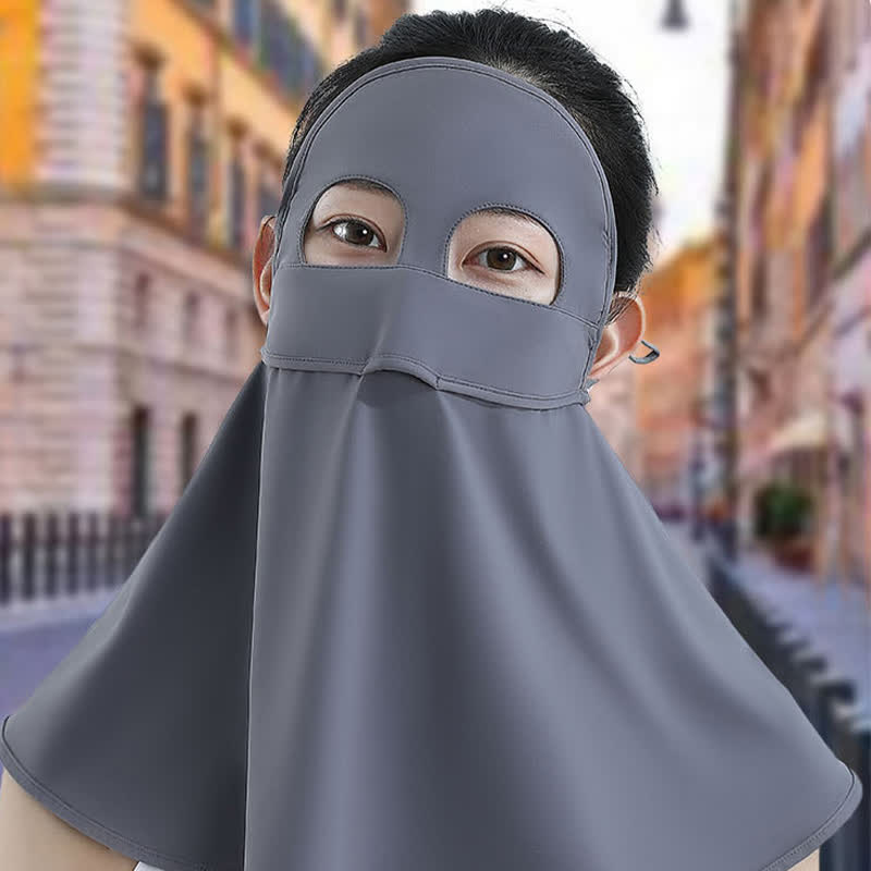 Solid Color Sun Protection Face Mask with Neck Flap - image 7