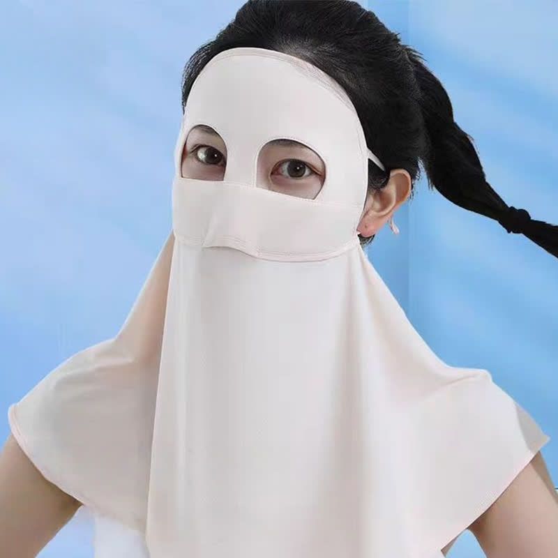 Solid Color Sun Protection Face Mask with Neck Flap - image 3