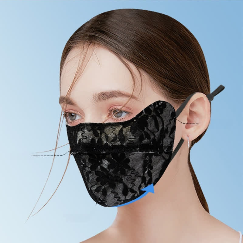 Flower Embroidered Lace Sun Mask - image 9