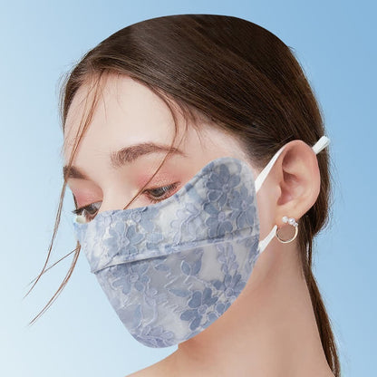 Flower Embroidered Lace Sun Mask - image 3