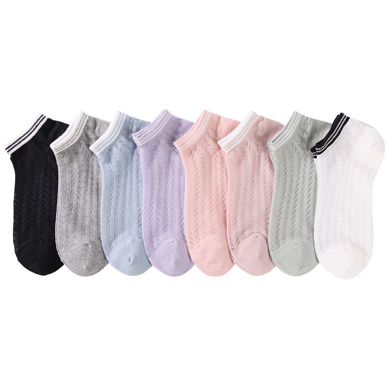 Solid color grid Ankle Socks(8 Pairs) - Multicolor - EU36-40(US3-7) - image 13