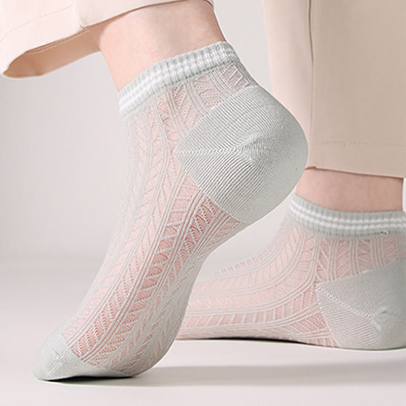 Solid color grid Ankle Socks(8 Pairs) - image 6