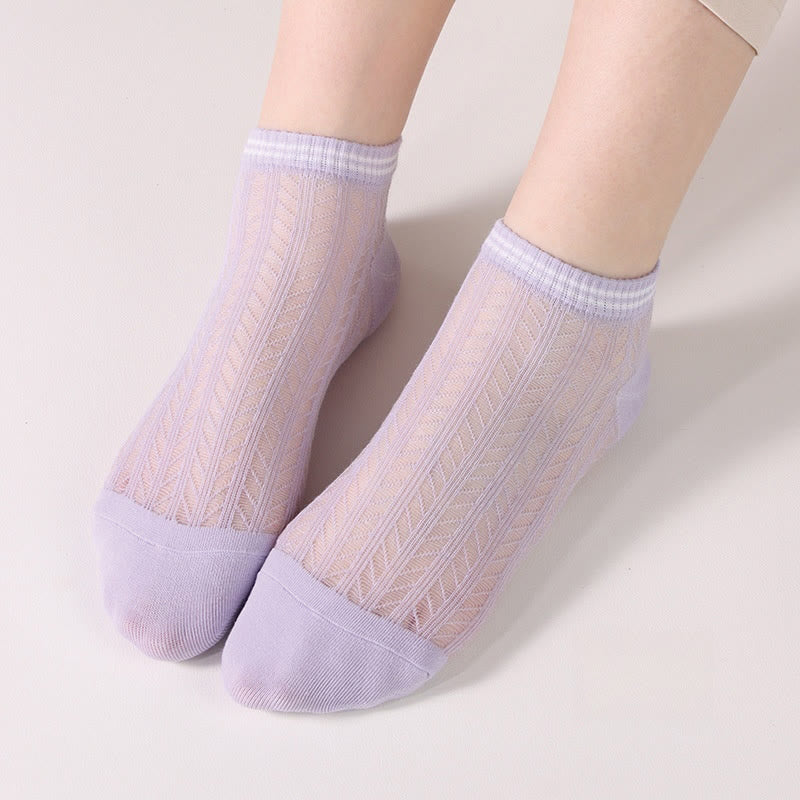 Solid color grid Ankle Socks(8 Pairs) - image 10