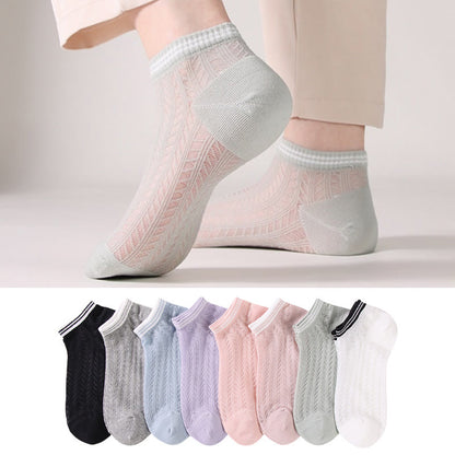 Solid color grid Ankle Socks(8 Pairs) - image 0