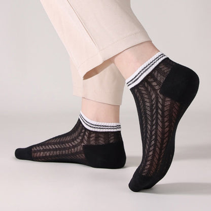 Solid color grid Ankle Socks(8 Pairs) - image 3