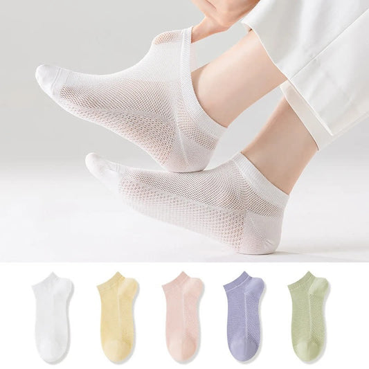 Thin Breathable Sweat-absorbent Mesh Cotton Ankle Socks(5 Pairs) - image 0