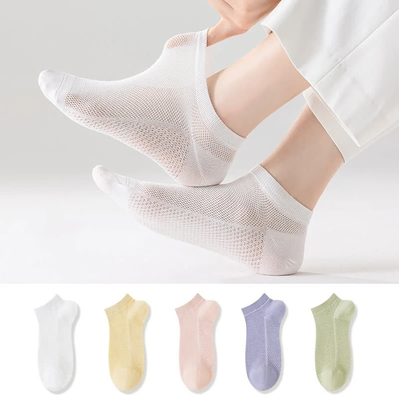 Thin Breathable Sweat-absorbent Mesh Cotton Ankle Socks(5 Pairs) - image 0
