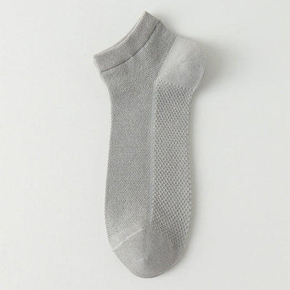 Mesh Breathable Thin Solid Color Ankle Socks(8 Pairs) - Light Gray - EU39-44(US6-10) - image 9