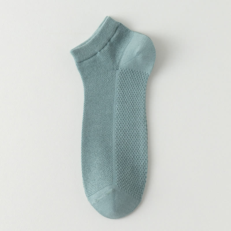 Mesh Breathable Thin Solid Color Ankle Socks(8 Pairs) - Green - EU39-44(US6-10) - image 14