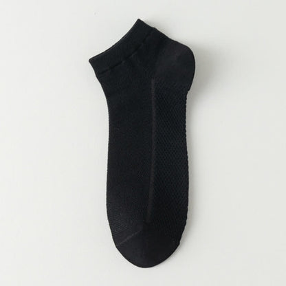 Mesh Breathable Thin Solid Color Ankle Socks(8 Pairs) - Black - EU39-44(US6-10) - image 18