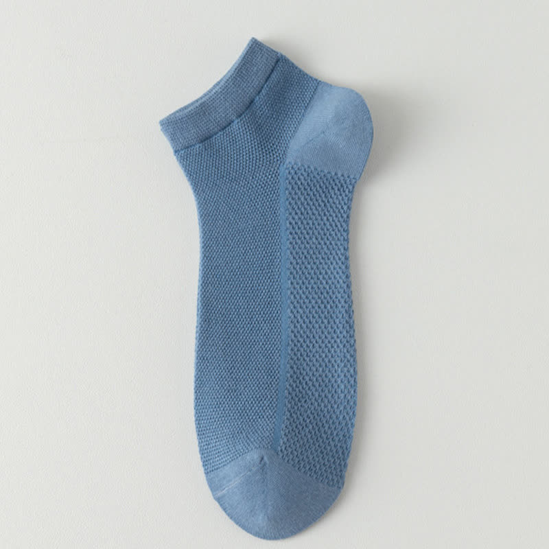 Mesh Breathable Thin Solid Color Ankle Socks(8 Pairs) - Blue - EU39-44(US6-10) - image 5