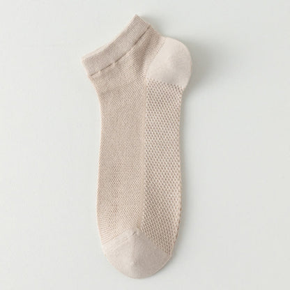 Mesh Breathable Thin Solid Color Ankle Socks(8 Pairs) - Khaki - EU39-44(US6-10) - image 13