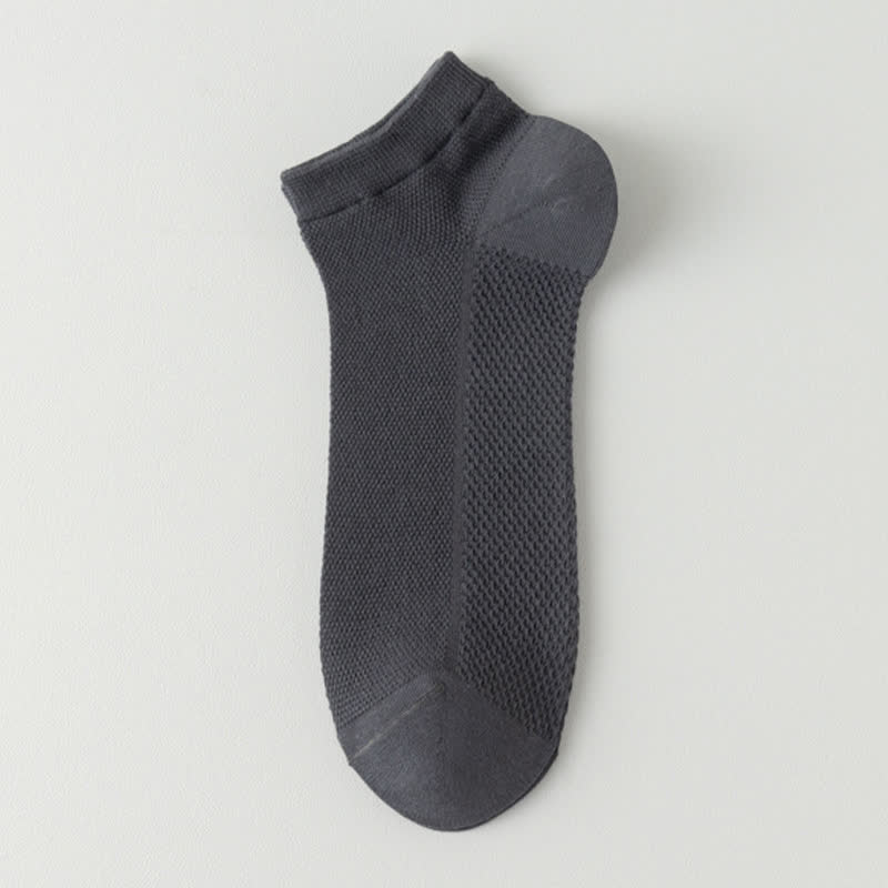Mesh Breathable Thin Solid Color Ankle Socks(8 Pairs) - Dark Grey - EU39-44(US6-10) - image 17