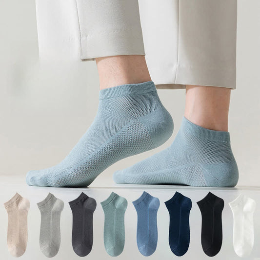 Mesh Breathable Thin Solid Color Ankle Socks(8 Pairs) - Multicolor - EU39-44(US6-10) - image 0