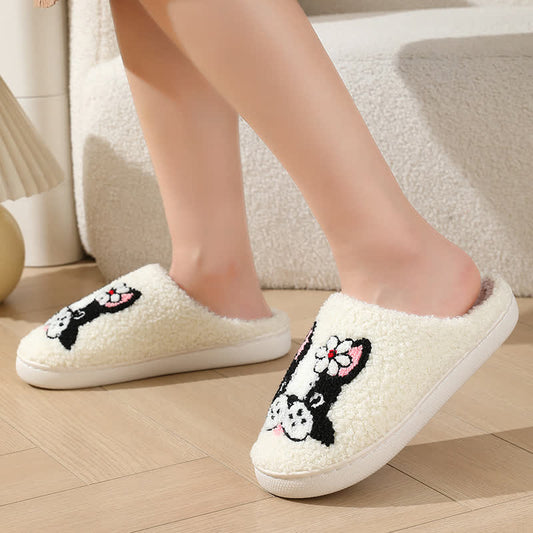 Cartoon Dog Flower Fluffy Home Slippers - image 0