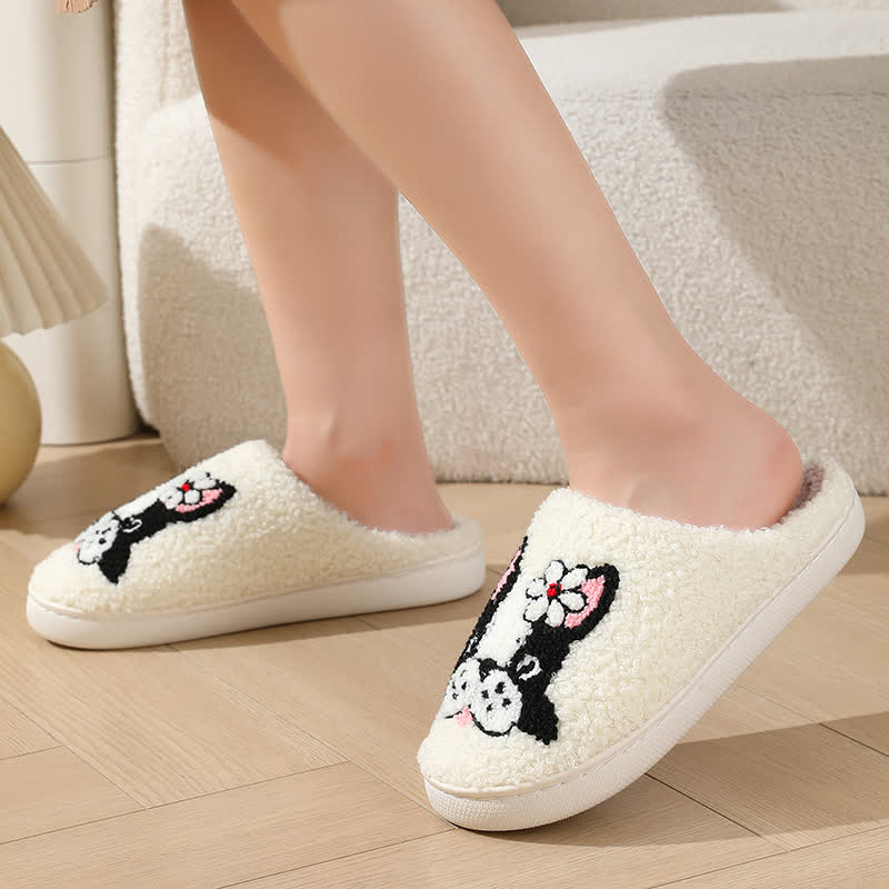 Cartoon Dog Flower Fluffy Home Slippers - image 0
