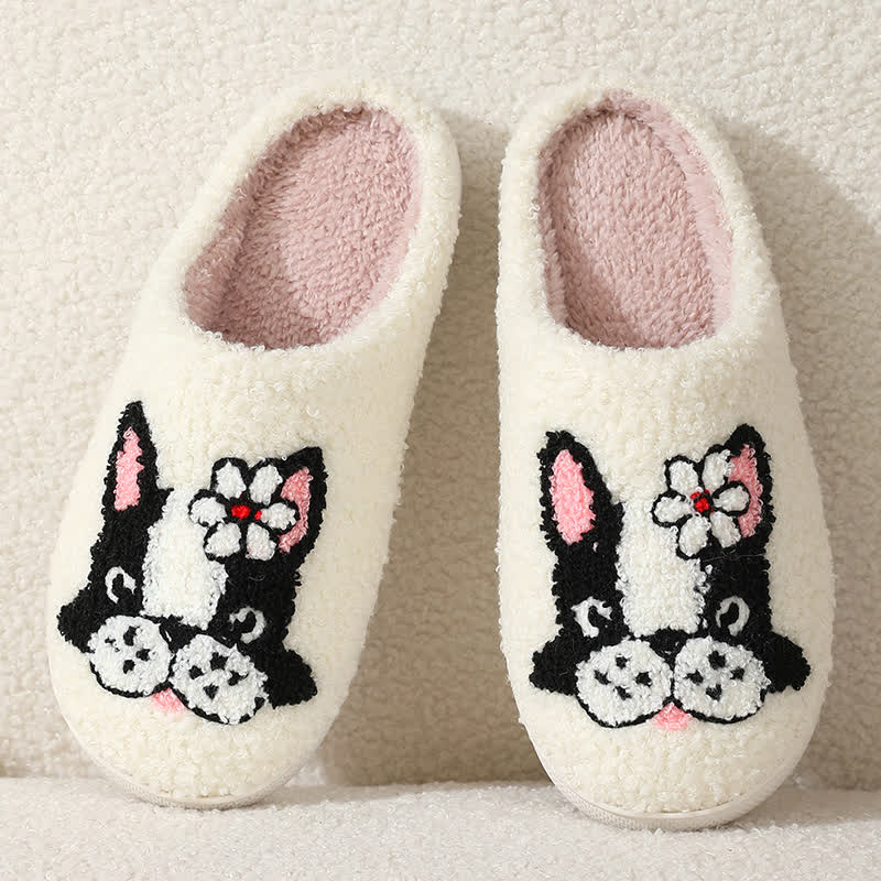 Cartoon Dog Flower Fluffy Home Slippers - image 3