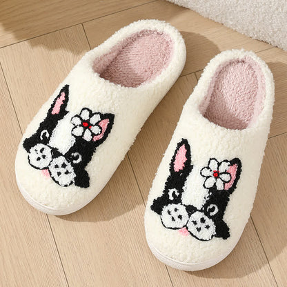 Cartoon Dog Flower Fluffy Home Slippers - image 2
